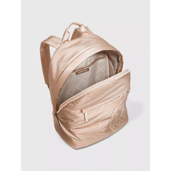 Michael Kors Rae Medium Quilted Metallic Nylon Backpack Rose Gold $368 Nwt - Picture 3 of 5